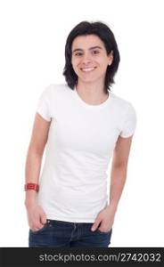 smiling casual woman portrait isolated on white background