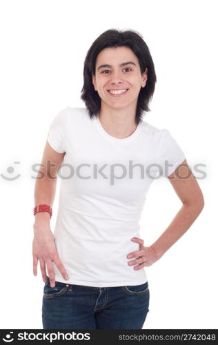 smiling casual woman portrait isolated on white background