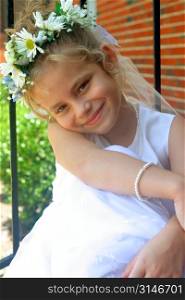Smiling Caucasian Flower Girl