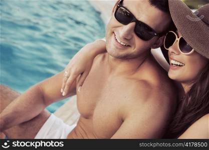 Smiling couple on vacation day