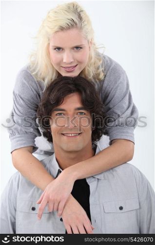 Smiling couple on white background