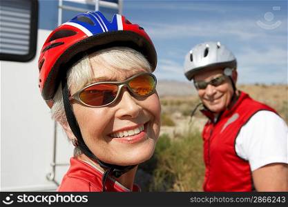Smiling Couple Out for a Bicycle Ride