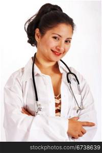 Smiling Doctor With Stethoscope Around Her Neck