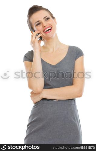 Smiling elegant woman speaking mobile phone