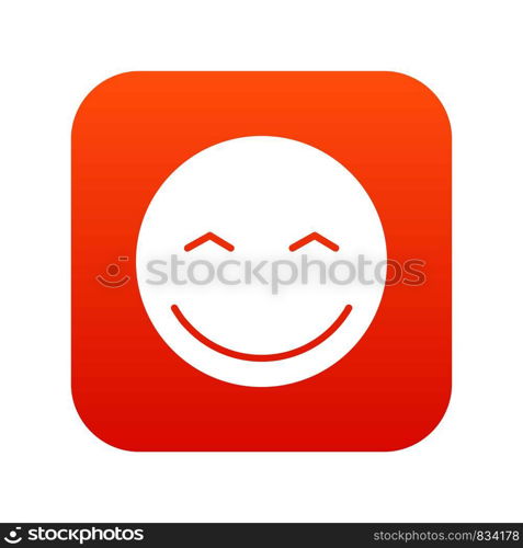 Smiling emoticon digital red for any design isolated on white vector illustration. Smiling emoticon digital red