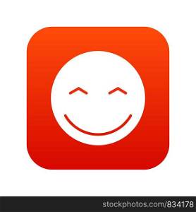 Smiling emoticon digital red for any design isolated on white vector illustration. Smiling emoticon digital red