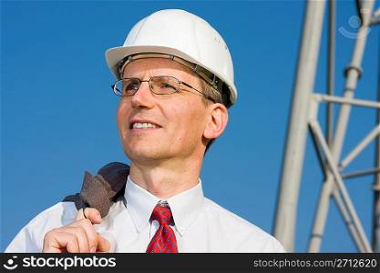 Smiling engineer on construction site