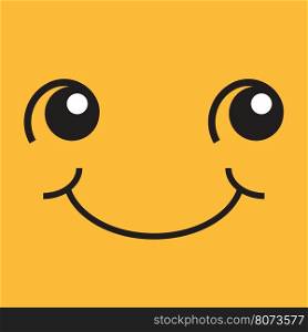 Smiling face with eyes and mouth, pop art illustration. Square yellow sticker