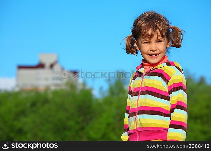 smiling girl against sky