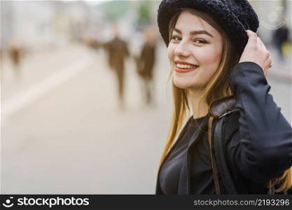 smiling girl street