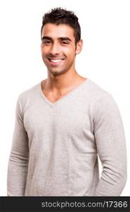 Smiling guy posing over white background