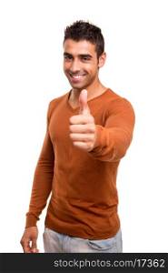 Smiling guy showing thumbs UP