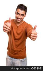 Smiling guy showing thumbs UP