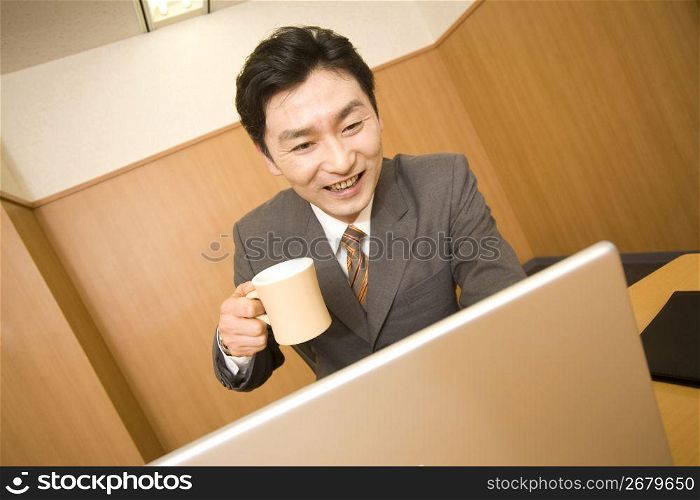 Smiling Japanese business man