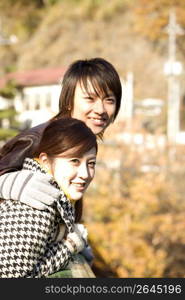 Smiling Japanese couple