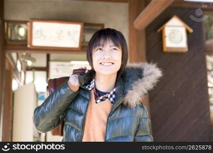 Smiling Japanese teenage boy