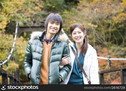 Smiling Japanese teenage couple