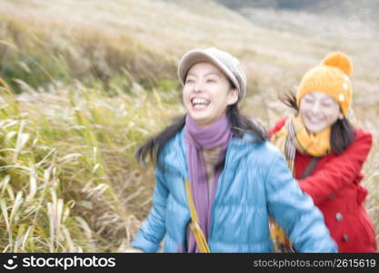 Smiling Japanese teenage girls