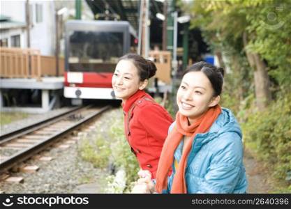 Smiling Japanese teenage girls