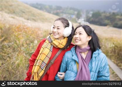 Smiling Japanese teenage girls