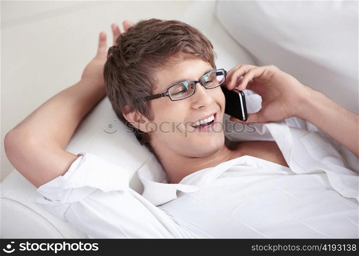 Smiling man on the phone