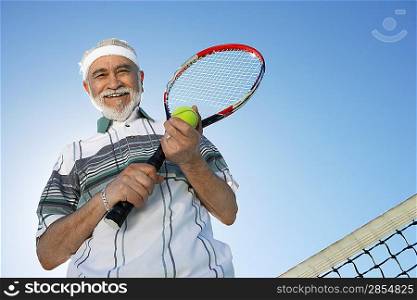 Smiling Man on the Tennis Court