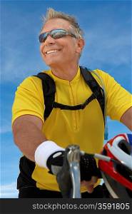 Smiling Man Out for a Bicycle Ride