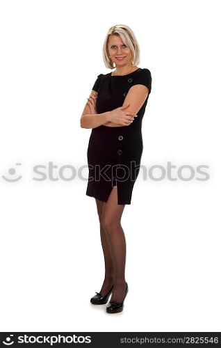 Smiling mature business woman isolated on white background