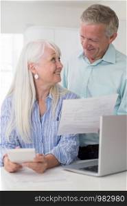 Smiling Mature Couple Reviewing Domestic Finances