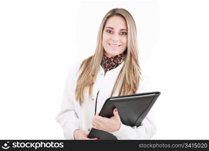 Smiling medical doctor. Isolated over white background