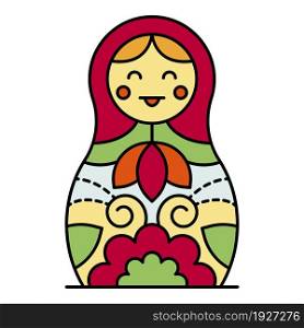 Smiling nesting doll icon. Outline smiling nesting doll vector icon color flat isolated. Smiling nesting doll icon color outline vector