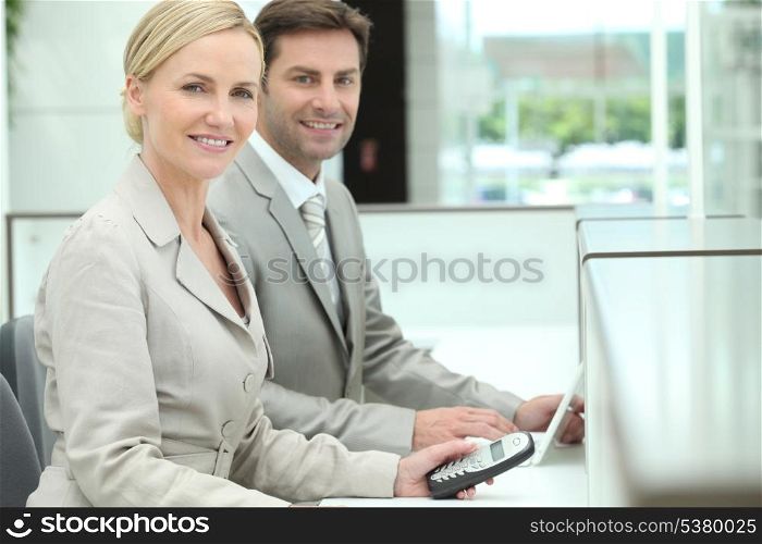 Smiling receptionists