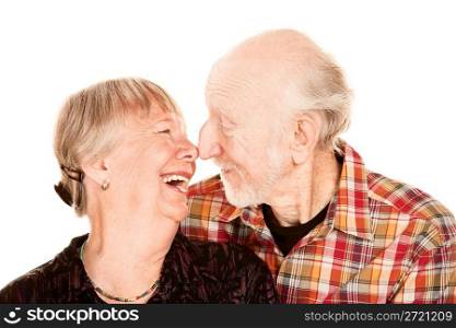 Smiling senior couple touching noses
