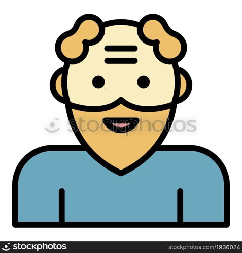 Smiling senior man icon. Outline smiling senior man vector icon color flat isolated. Smiling senior man icon color outline vector
