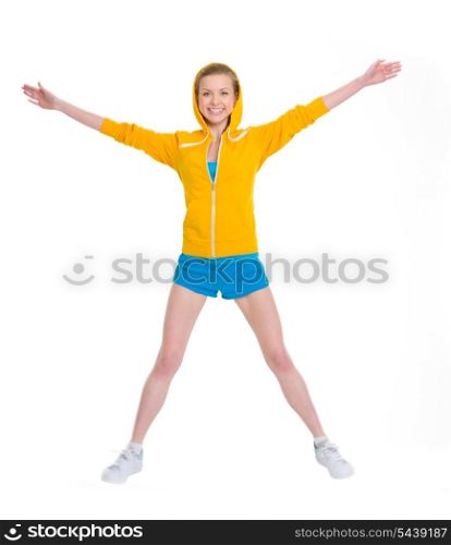 Smiling teenager girl jumping
