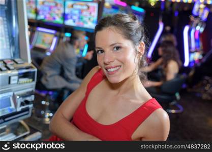 smiling woman at a casino