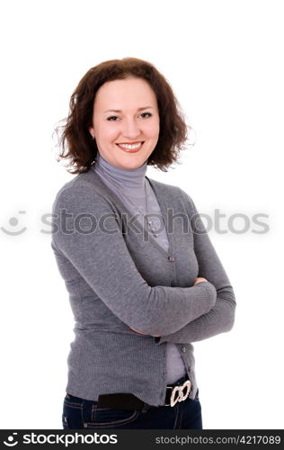 smiling woman isolated on the white background