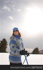 Smiling Woman on the Ski Slope