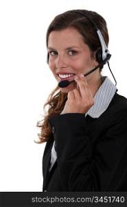 Smiling woman with a headset