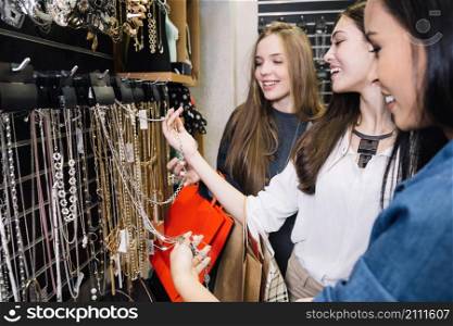smiling women posing bijouterie shop