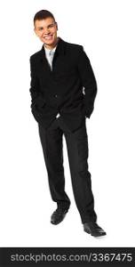 smiling young businessman full body