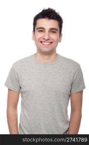smiling young casual man portrait isolated on white background