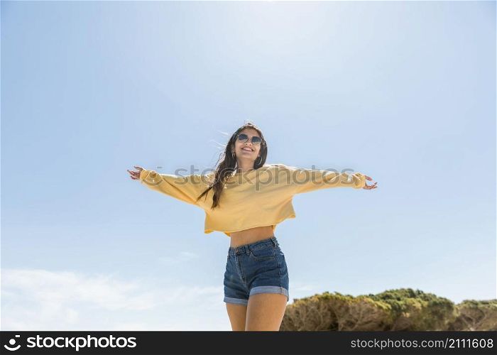 smiling young female enjoying vacation