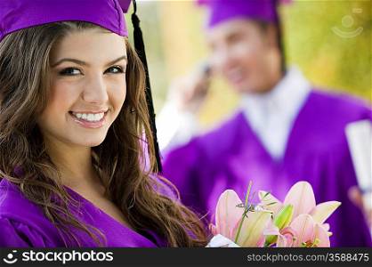 Smiling Young Woman at Graduation