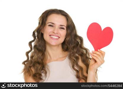 Smiling young woman showing valentine&rsquo;s day cards