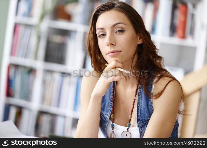 Smiling young woman. Smiling young woman portrait indoors