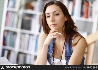 Smiling young woman. Smiling young woman portrait indoors
