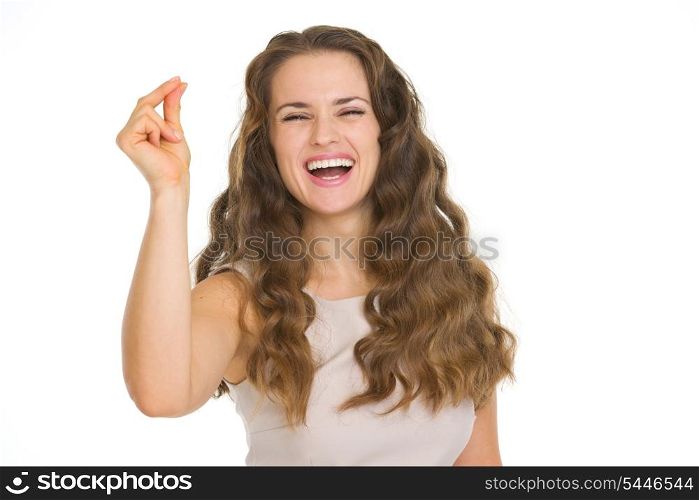 Smiling young woman snapping fingers