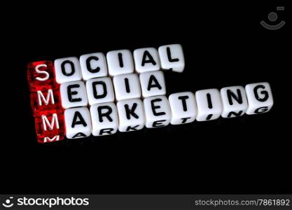 SMM Social Media Marketing definition acronym on black
