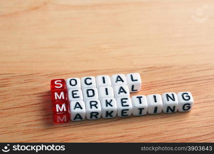 SMM Social Media Marketing written on dices on wooden background